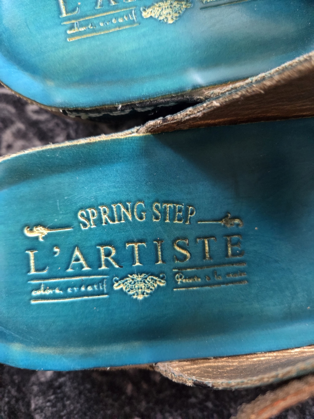 L'ATISTE Teal and Orange Floral Multi-Strap Slide Sandals - Picture 2 of 9